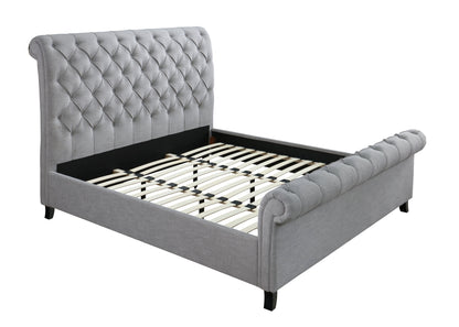 Tufted Gray Sleigh Upholstered Bed