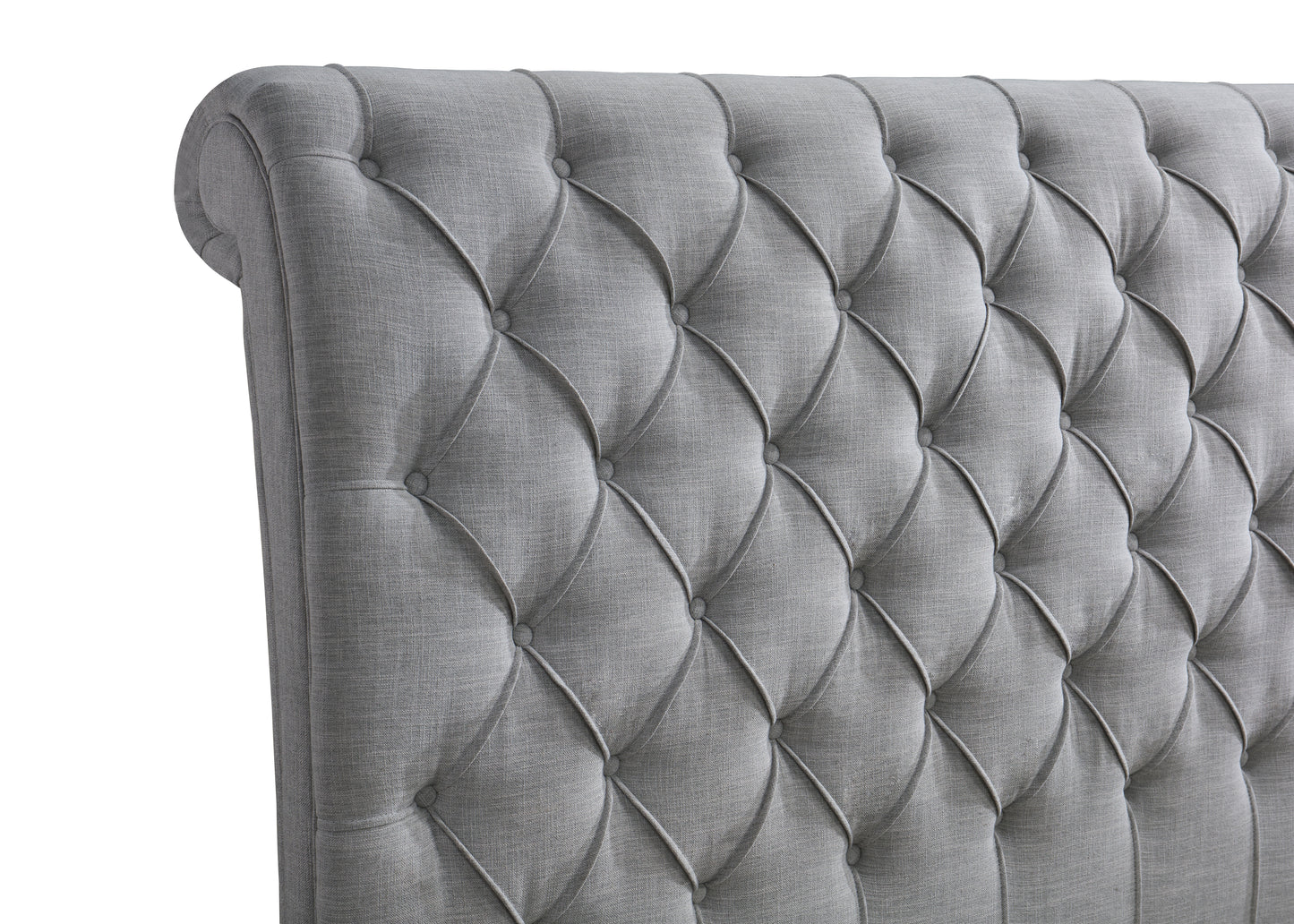 Tufted Gray Sleigh Upholstered Bed