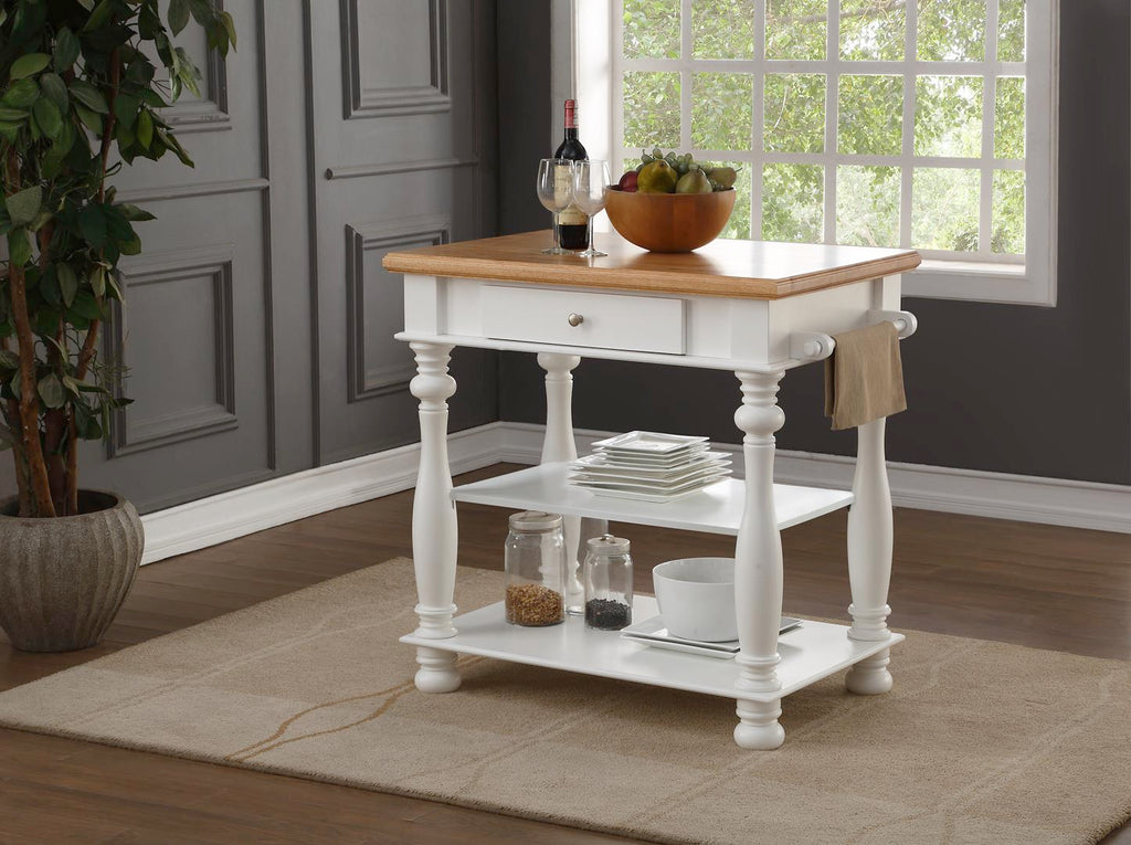 White and Natural Kitchen Island