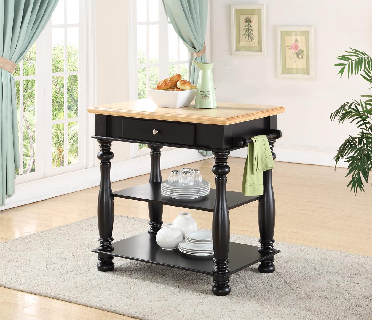 Black and Natural Kitchen Island