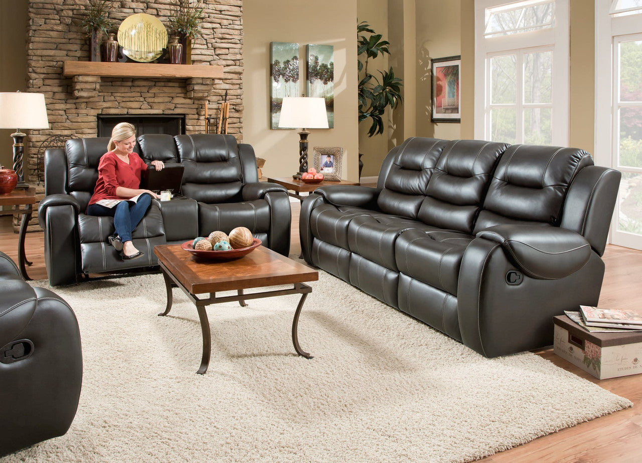 Jamestown Midnight Reclining Sofa and Loveseat