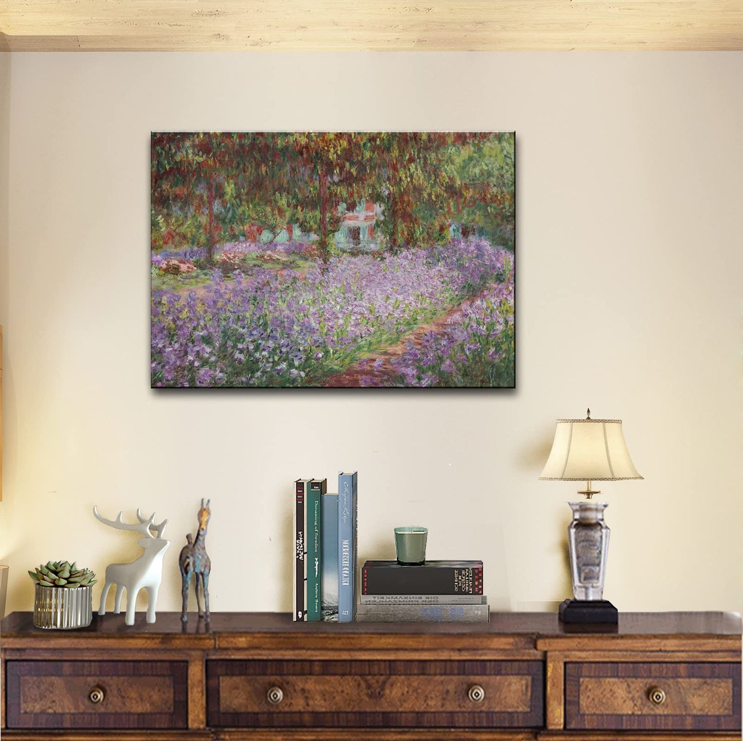 Irises in Monet's Garden, 1900 by Claude Monet - Large Canvas Art Wall Decor Painting Print Framed -24" x 36"