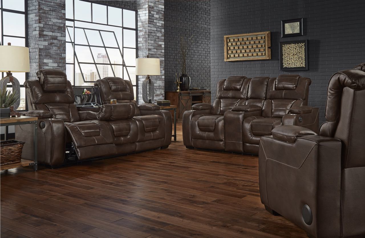 Desert Chocolate USB Power Reclining Sofa and Loveseat