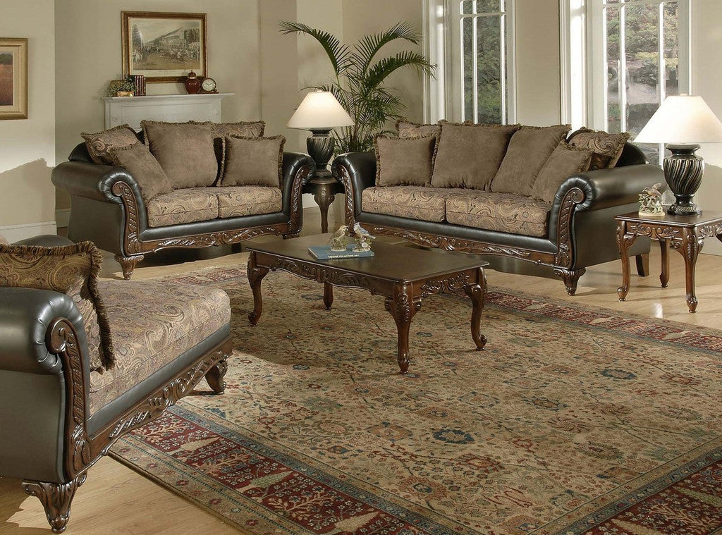 Silas Raisin wood trim sofa and loveseat by Serta Upholstery , Stationary sofa and loveseat - Serta Upholstery, My Furniture Place