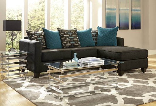 Black and Teal Chaise Sectional Sofa