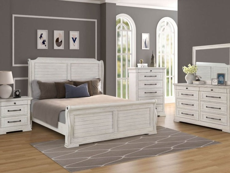 Driftwood White Sleigh Queen Bedroom Set