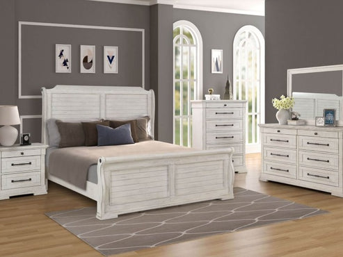 Driftwood White Sleigh Queen Bedroom Set – My Furniture Place