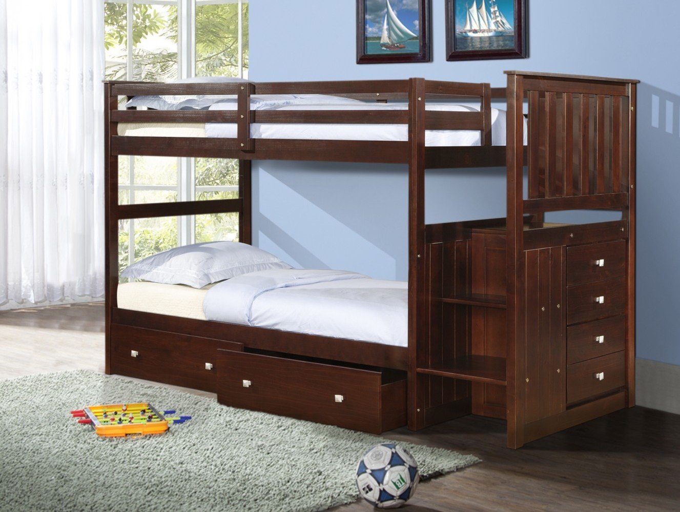 Mission Stairway Drawer Bunkbed