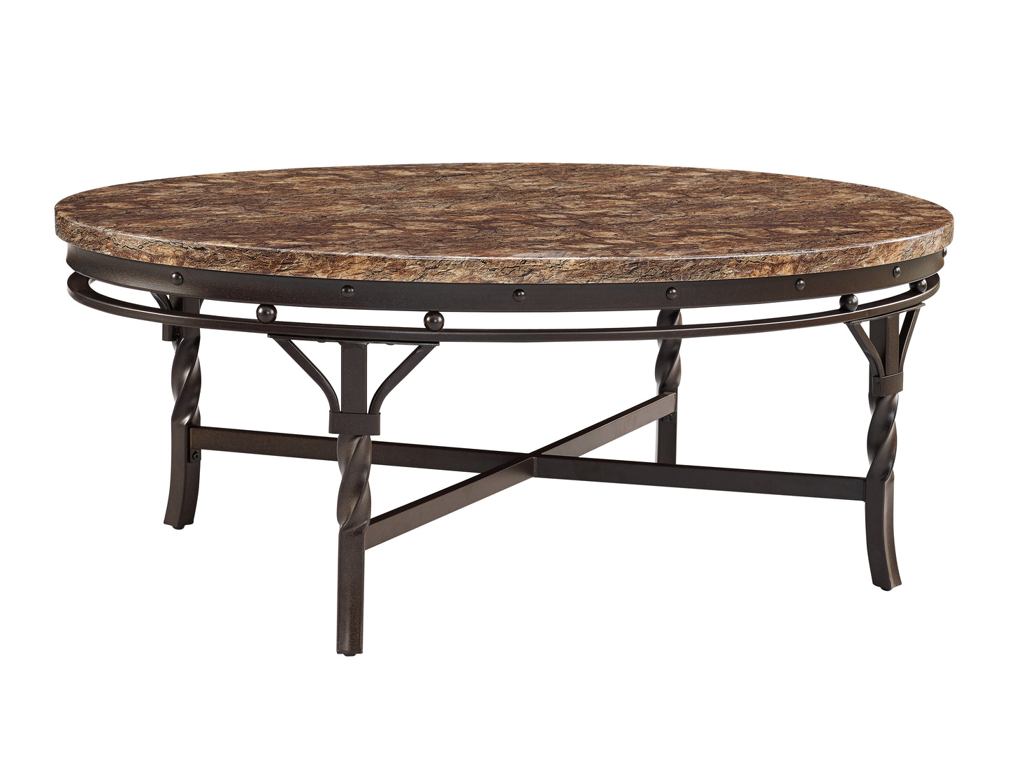 Tuscan Marble and Metal Coffee Table Set