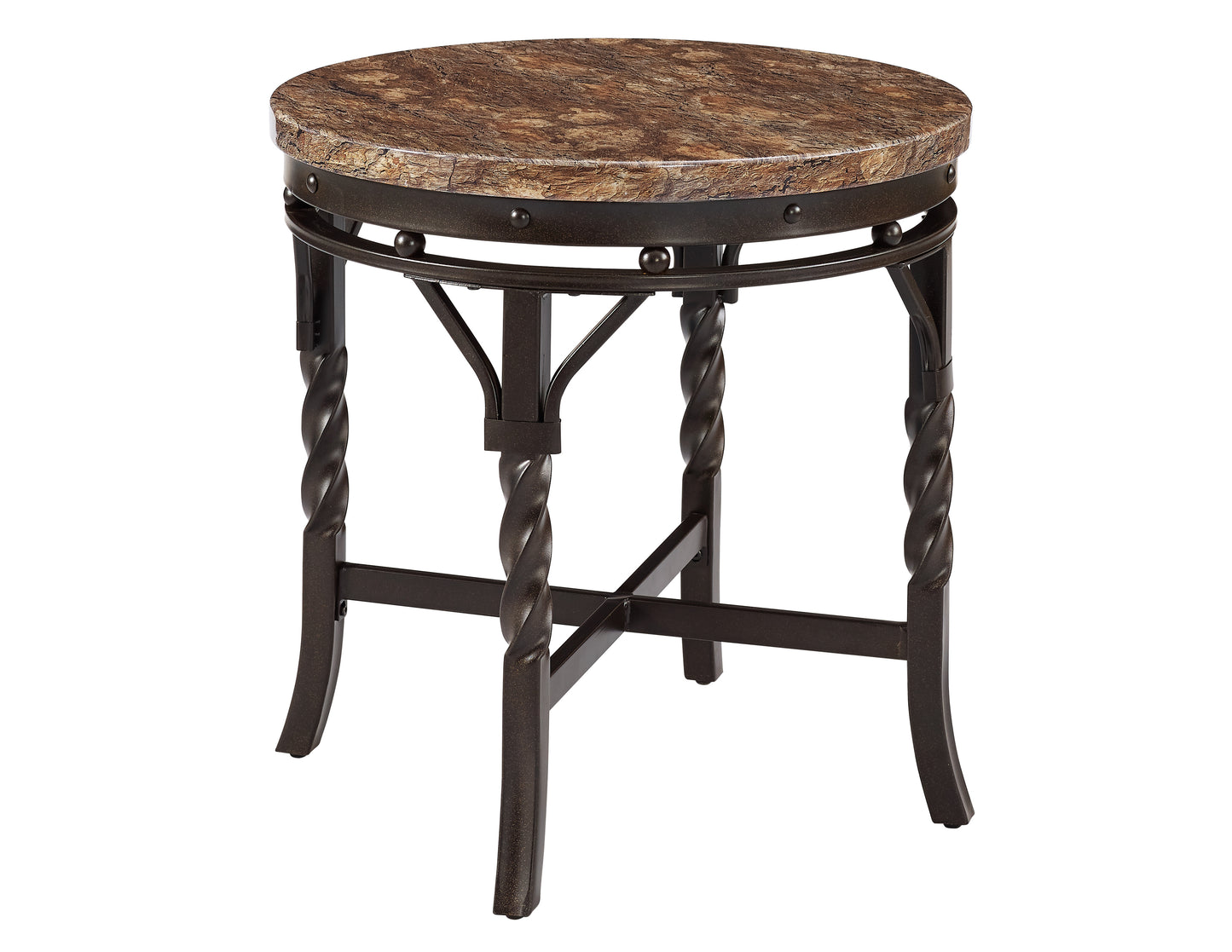 Tuscan Marble and Metal Coffee Table Set