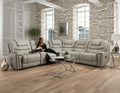 Diamondback Reclining Cream and Light Gray Sectional