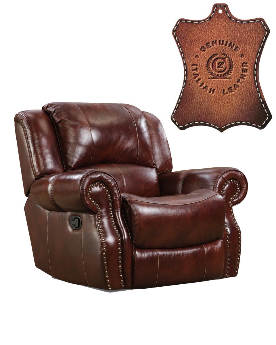 Italian Leather Oxblood Rocking Recliner