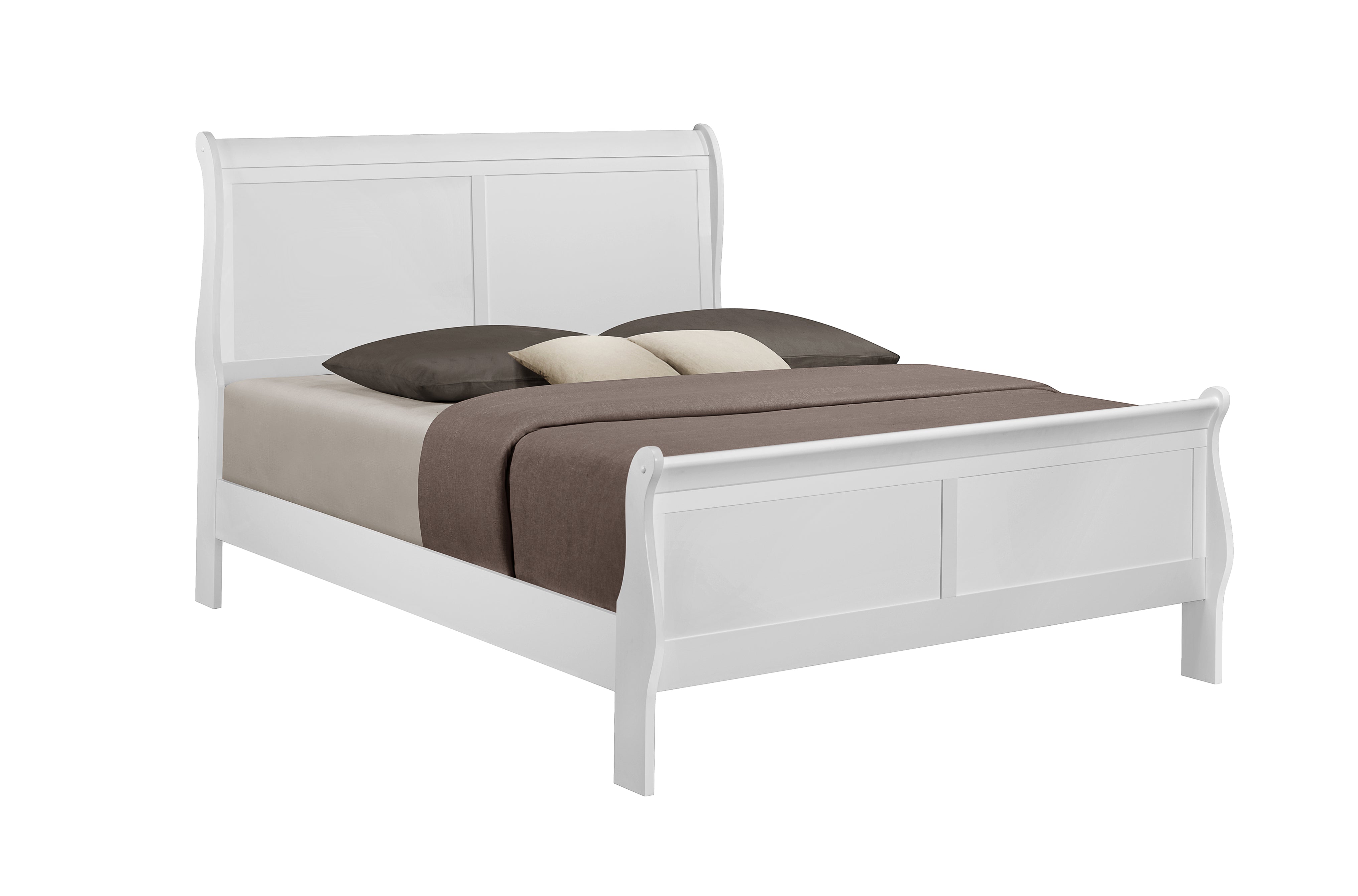 White full size sleigh shop bed