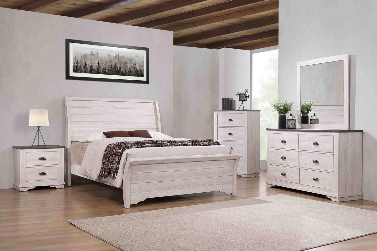 Farmhouse Chalk and Gray Sleigh Bedroom Set