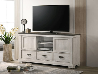 Cottage Driftwood White TV Stand