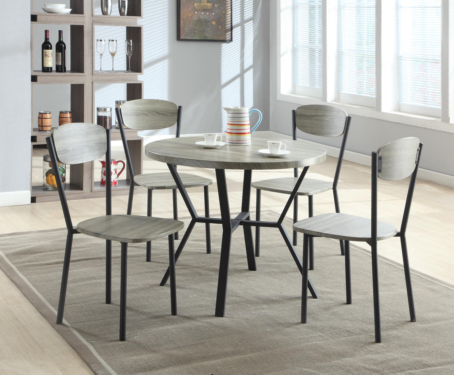 Blake Gray Wood & Metal Dining Set