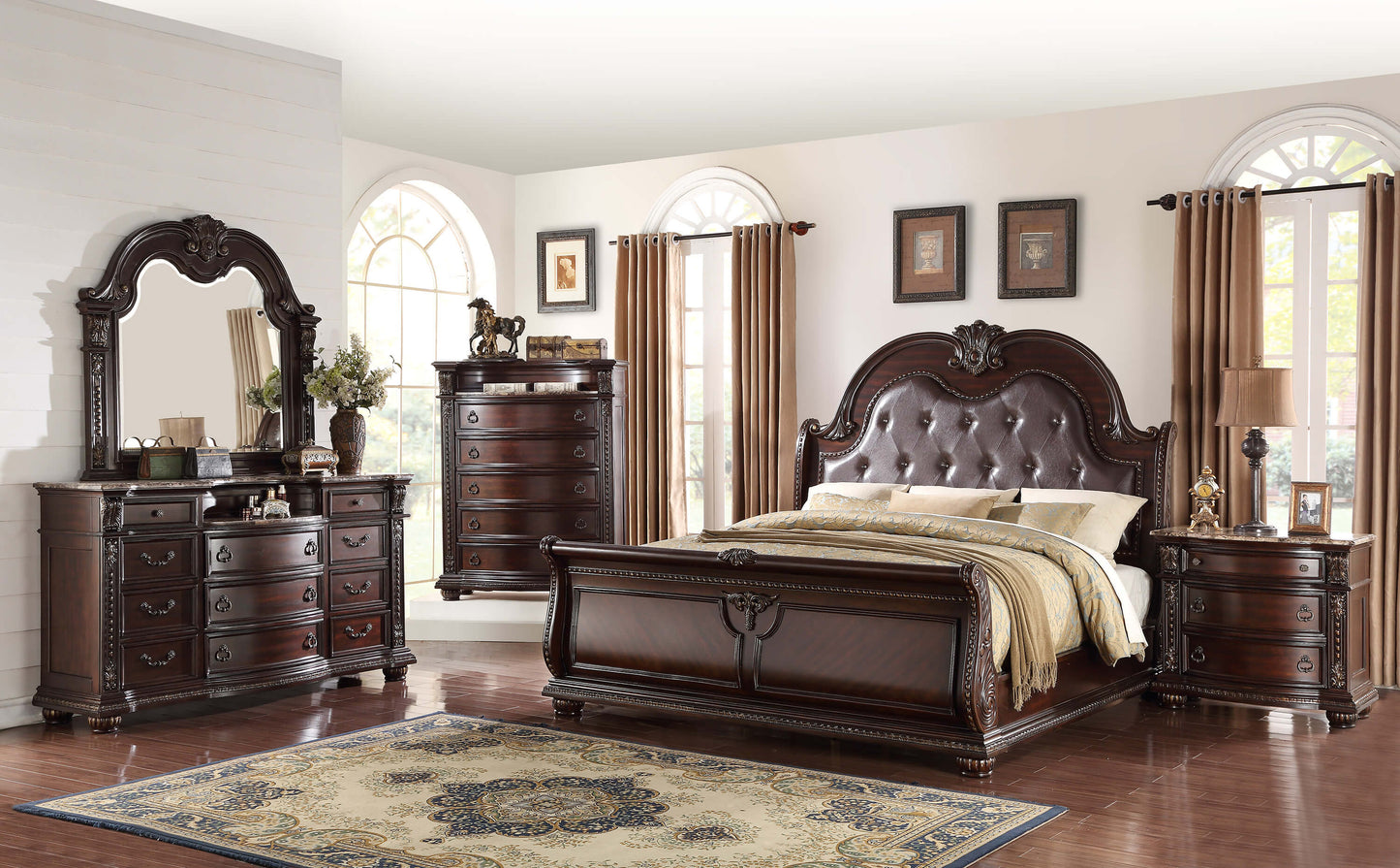 Stanley Sleigh Marble King Bedroom Set