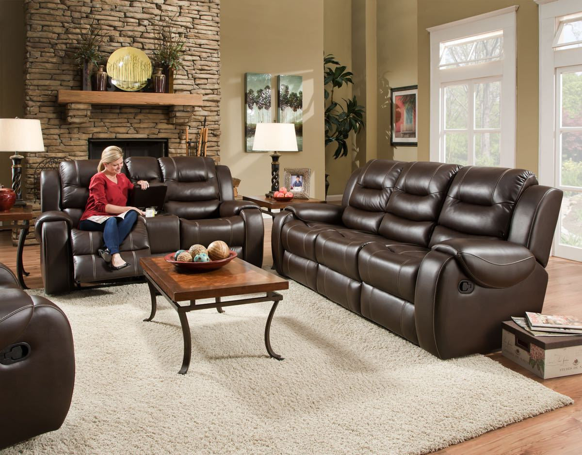 Corinthian Jamestown Umber Reclining Sofa and Loveseat , reclining sofa and loveseat - Corinthian Furniture, My Furniture Place