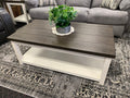 Two Tone Gray/Brown and White Coffee Table Set
