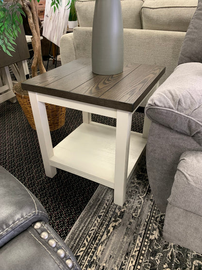 Two Tone Gray/Brown and White Coffee Table Set
