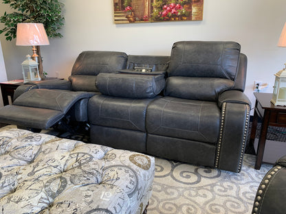 Charcoal Gray USB Reclining Sofa and Glide/Recline Loveseat