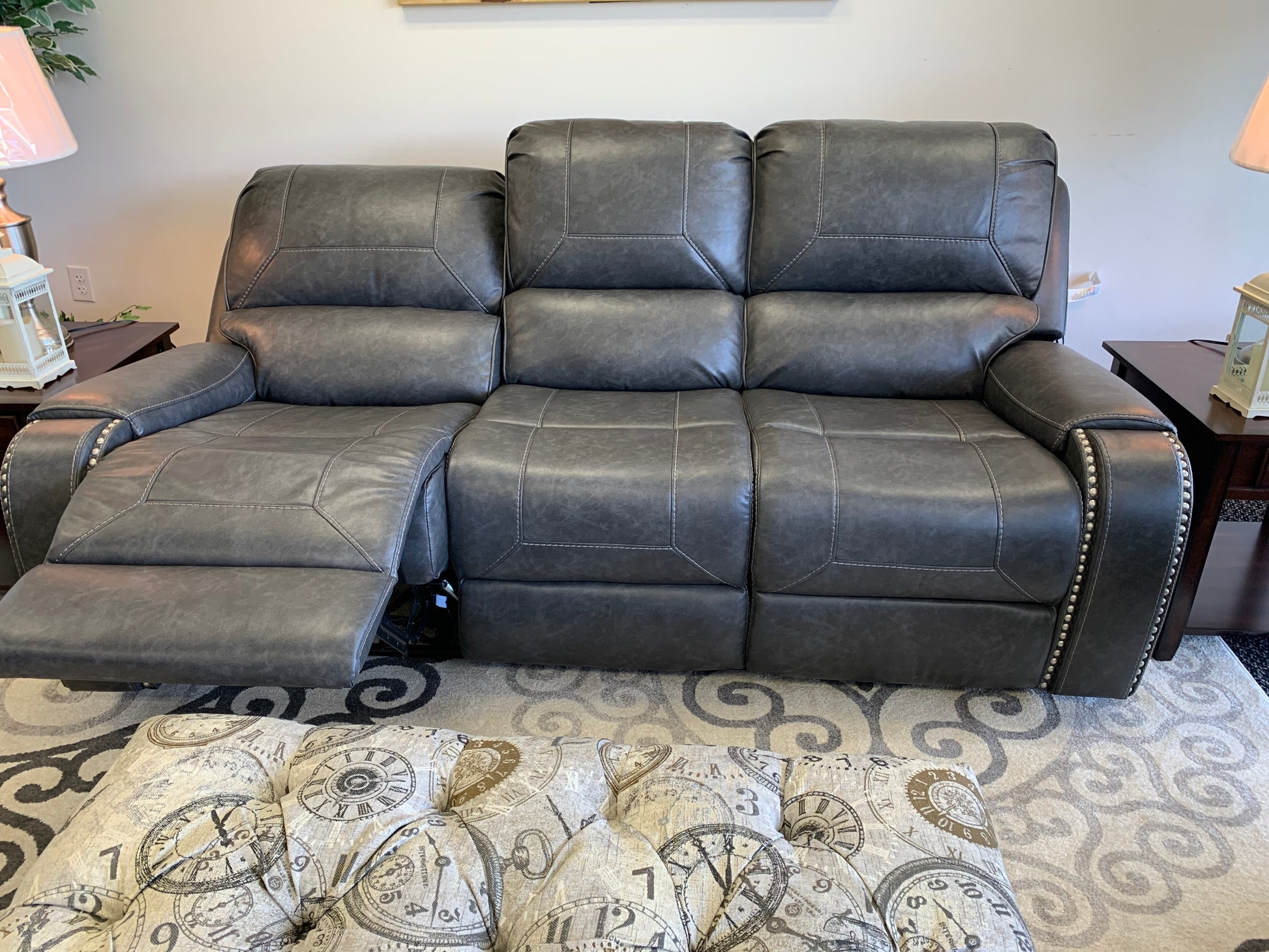 Charcoal Gray Usb Reclining Sofa And