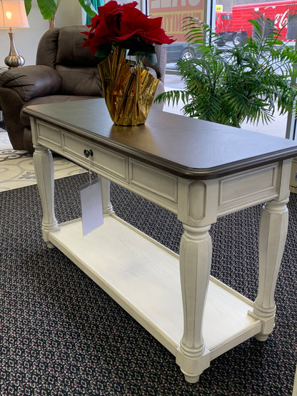 French Country Antique White Sofa Table