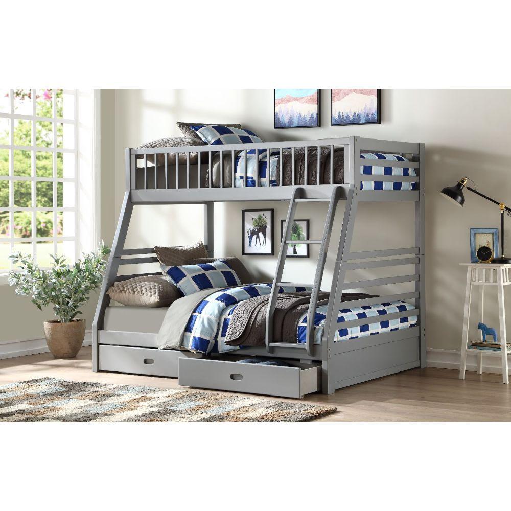 Mission Gray Twin over Full Drawer Bunkbed