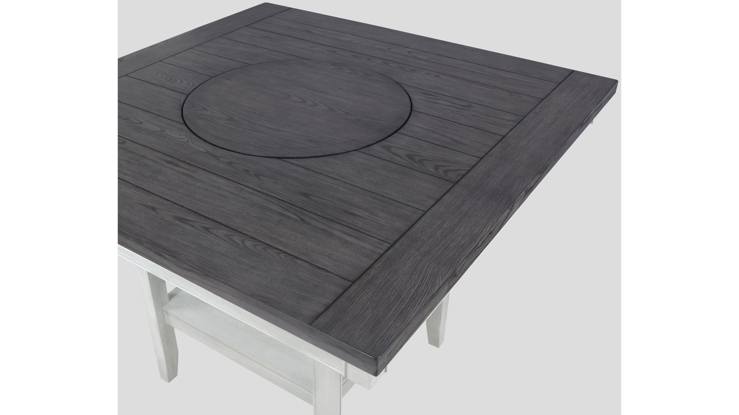 Chalk White & Gray Lazy Susan Counter Dining Set