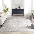 Trieste Vintage Floral Medallion Pattern Ivory Grey Rug: 5'3" x 7'3"