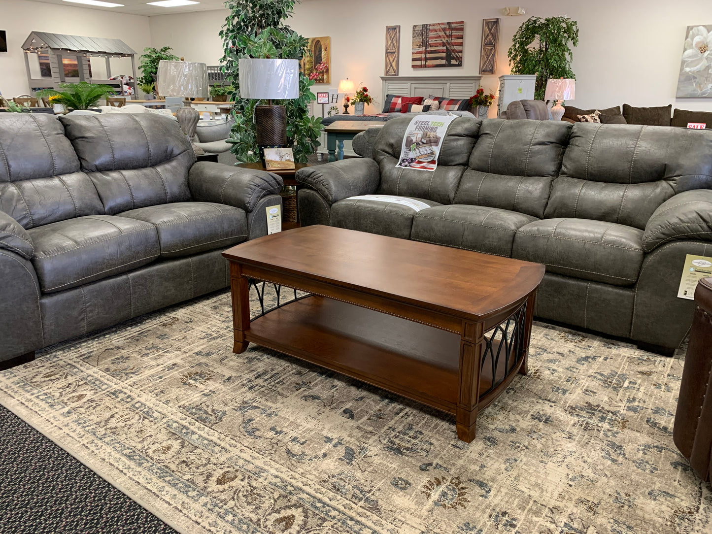 Grant Steel Gray Sofa and Loveseat