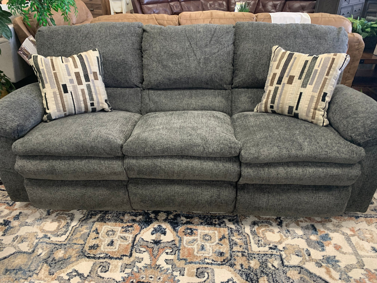 Gray Pillowtop Reclining Sofa and Loveseat