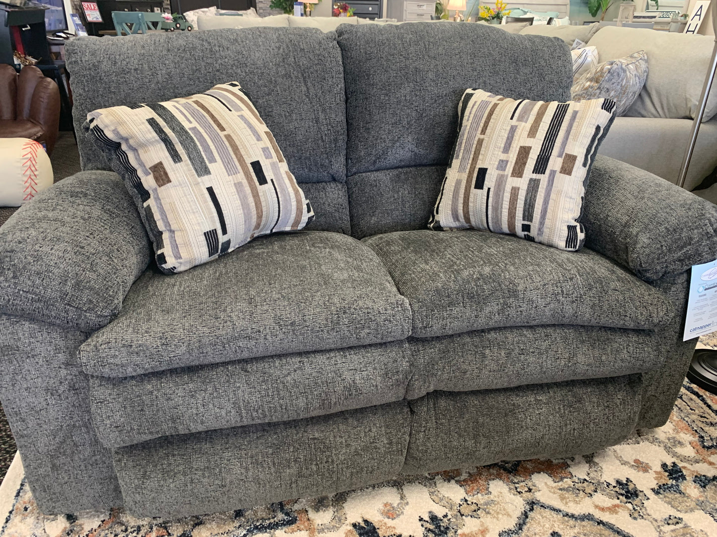 Gray Pillowtop Reclining Sofa and Loveseat